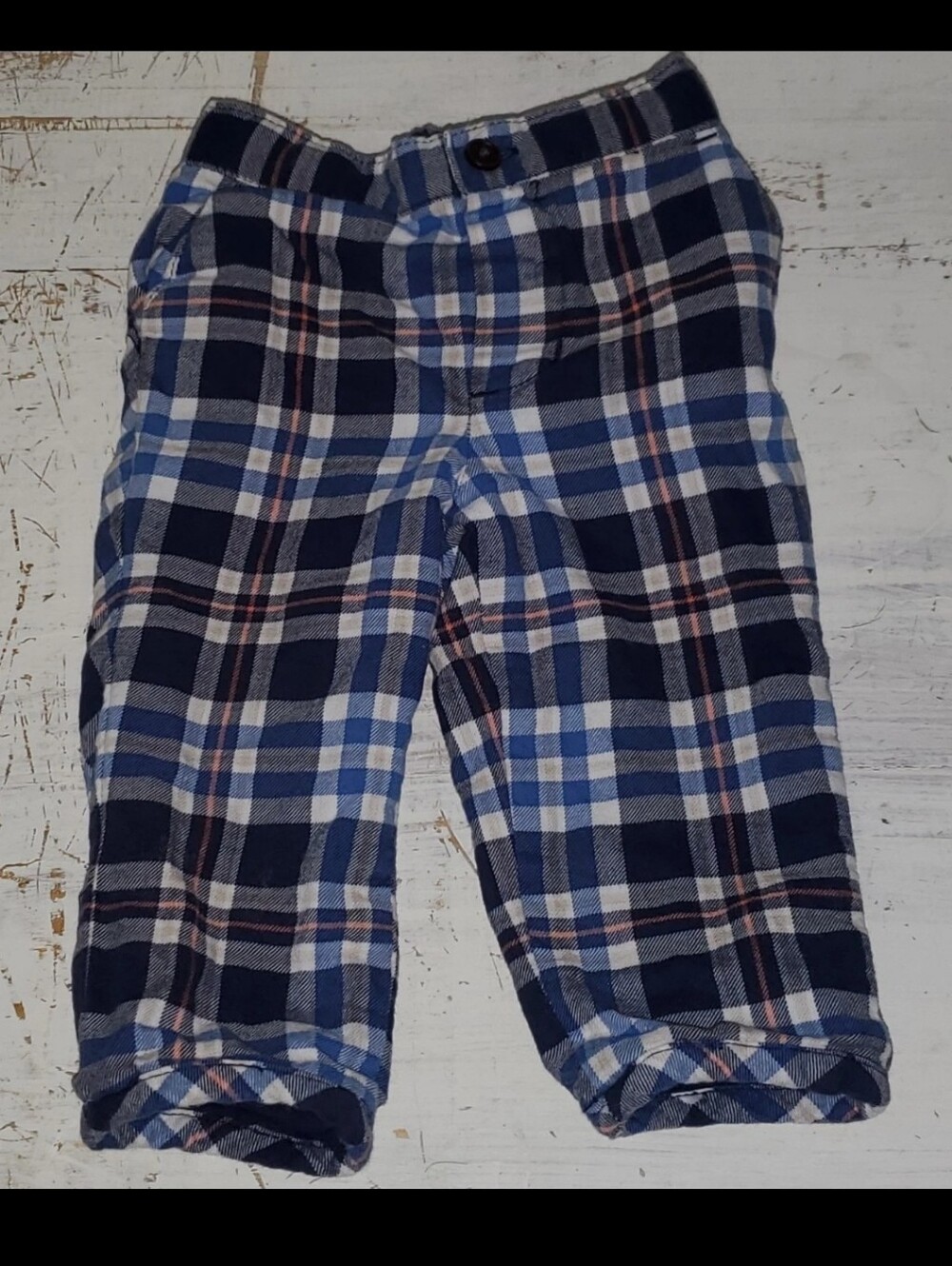 Janie and Jack Navy and Light Blue Plaid Pants 3-6 Months